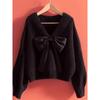 Women's Bowknot Knit Sweater - Versatile Autumn/Winter Fashion 2025, Japan-Korea Style