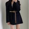 Wide Black Modern Waist Belt For Women With Unique Chain Design For Wear Versatile
