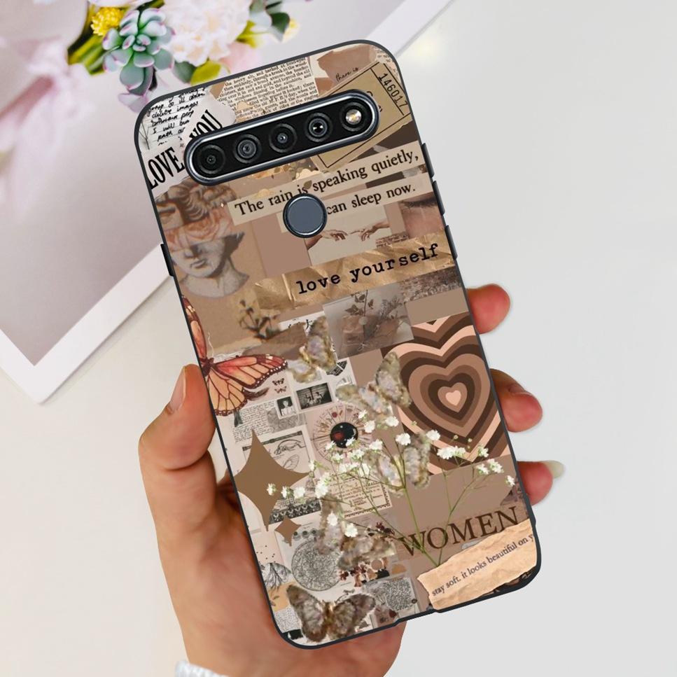 For LG K41S K 41S Case 2020 Black Silicone Cute Fashion Flower Shockproof Bumper For LGK41S LM-K410 Phone Back Cover 6.55" Funda