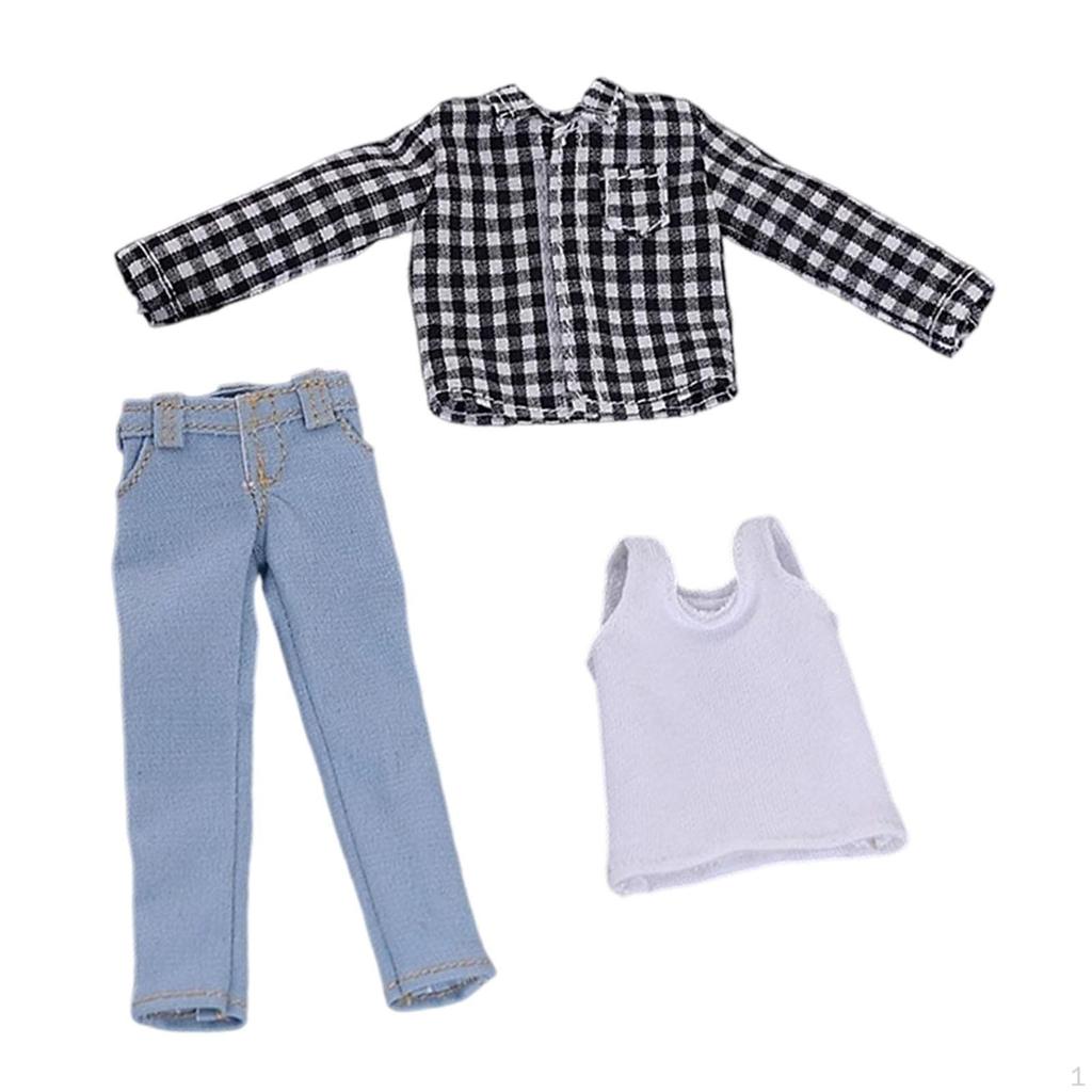 1/12 Male Figure Clothes Vest Shirt and Jeans Accessories Dress up Classic Men's Casual Outfits for
