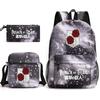 3 Piece School Backpack Set for Students Large Capacity Oxford Cloth Schoolbag with Shoulder Strap and Pencil Case