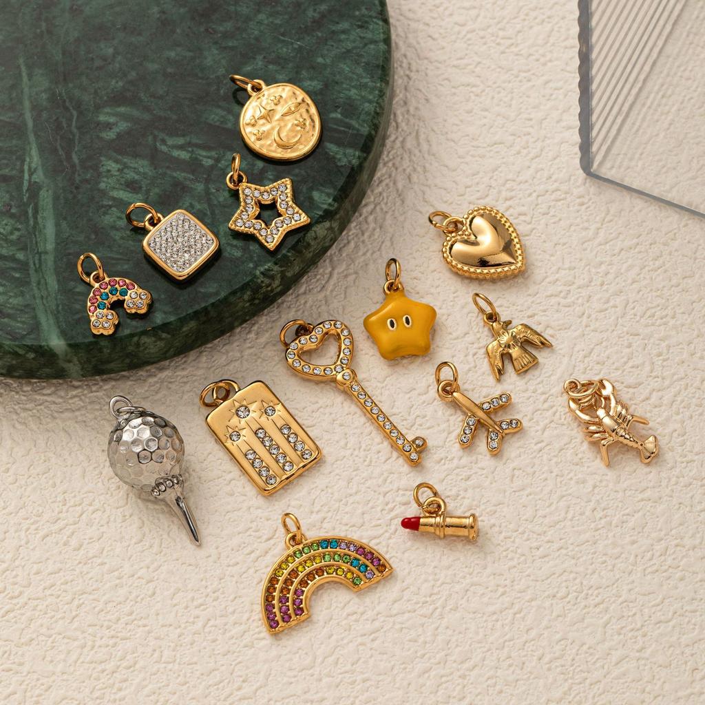 Wind Necklace Pendant Creative Fashion Rainbow Stars Love Moon Key Scorpion Plane Gold Bracelet