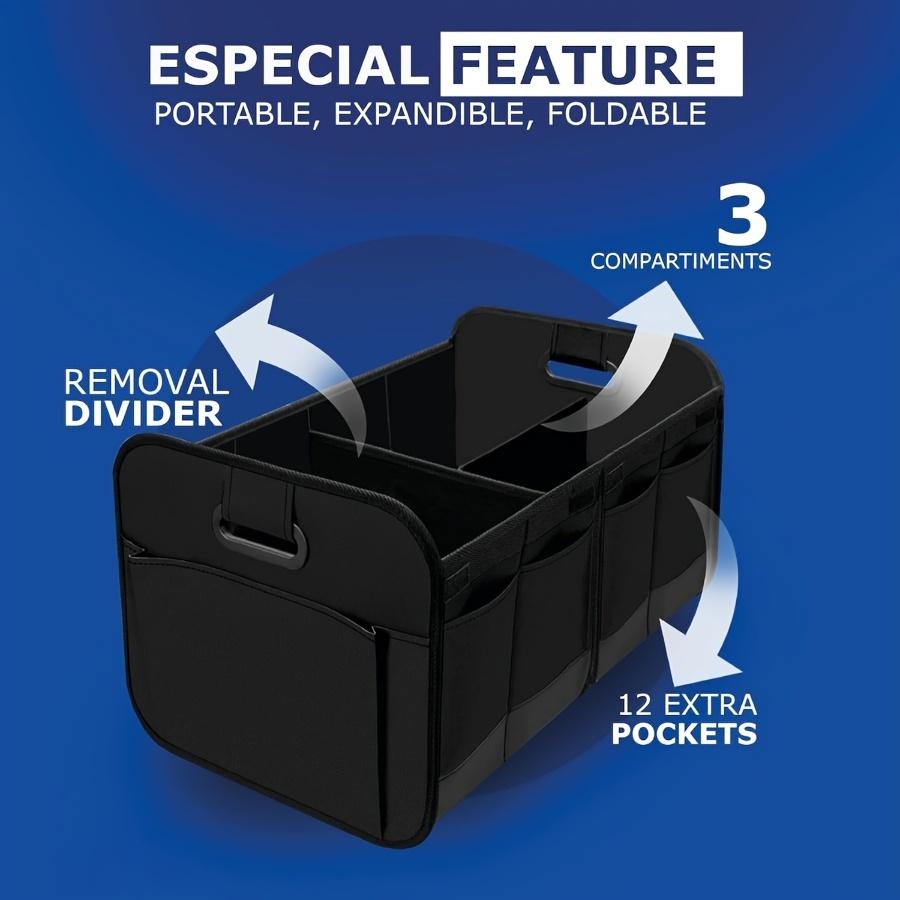 Car Trunk Storage Box with Reinforced Handles, Foldable Multi-Compartment Design, Made of Foldable Oxford Polyester, Suitable for Any Car, SUV