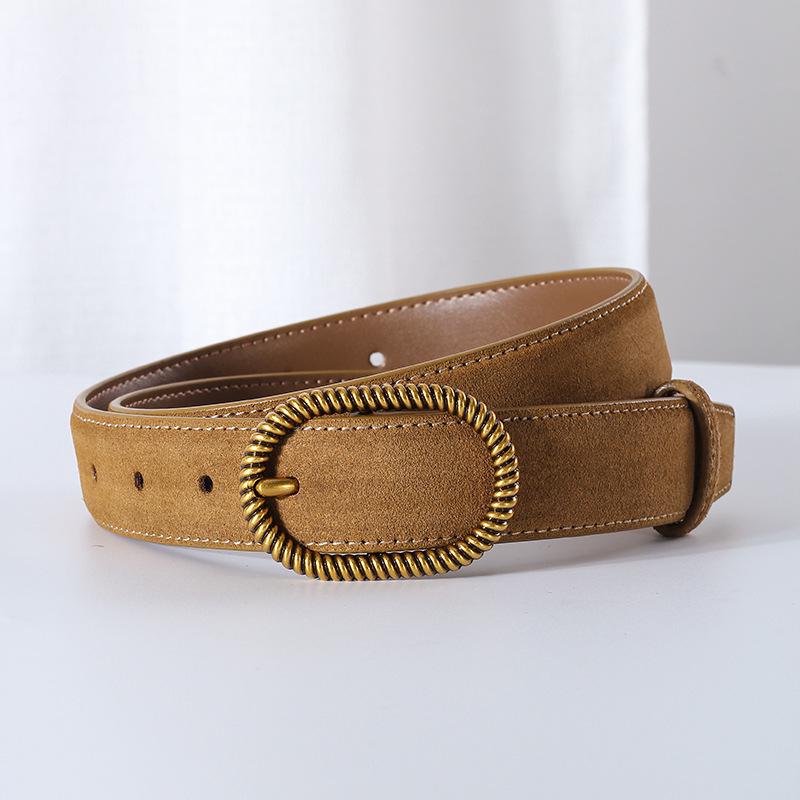 Women s Retro Suede Leather Belt - Casual Decorative Pin Buckle 100cm