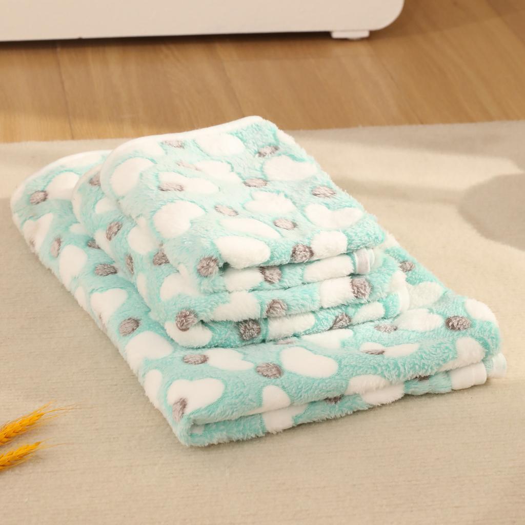 Winter Pet Blanket Coral Fleece Footprints Dog Mattress Comfortable Warm Kennel Mat Small and Medium Size Pet Quilt