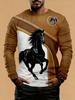Men's T-Shirt Running Horse Graphic 3D Print Fashion Long Sleeve Crew Neck Unisex Tee Shirt Casual Summer Personality Men's Top