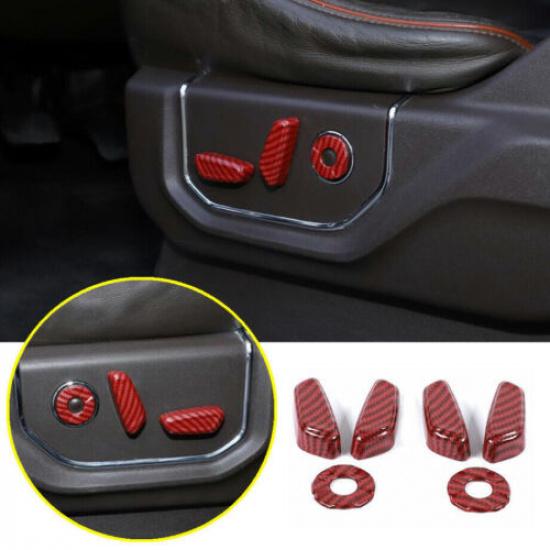 Electric Seat Adjust Button Trim For Ford Bronco/Bronco Sport Red Carbon Fiber