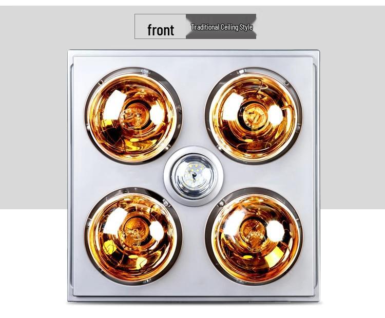 Classic Warm Light Bath Heater & Exhaust Fan with Integrated Ceiling Design
