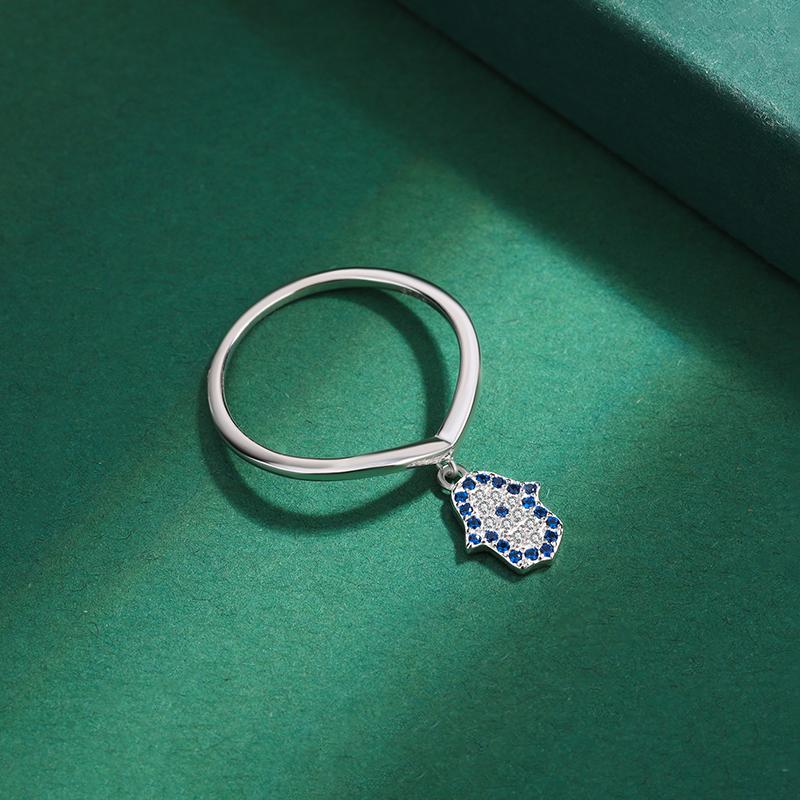 Creative Sapphire Hand Palm Round Full Zircon Couple 925 Silver Ring for Women Original Sterling Silver Anniversary Gift Jewelry