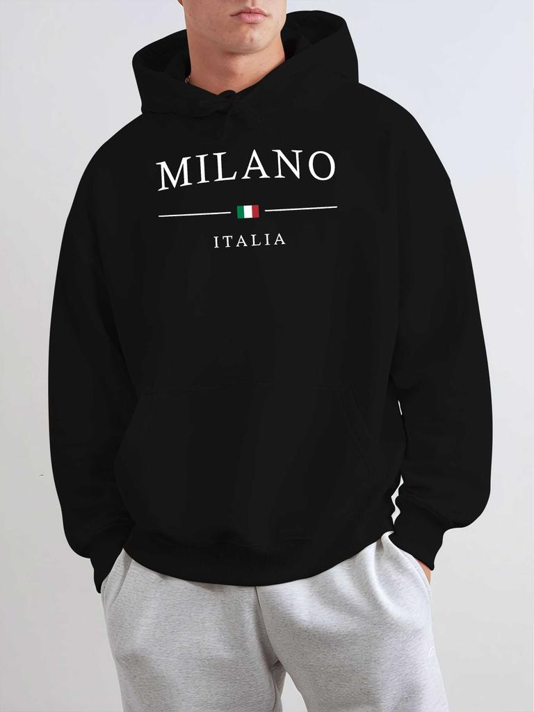 Men'S Hoodie from Milan, Italy Featuring a New Street Style Print. Ideal for Fall And Winter, Thes
