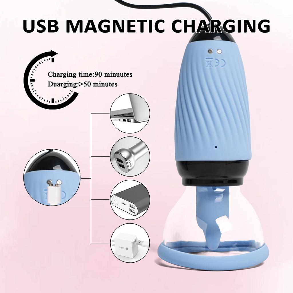 Sucking and Licking Tongue Clitoral Vibrator Nipple Clamp Licking Nipple Vagina G-spot Stimulator Messager SM Sex Toy for Women