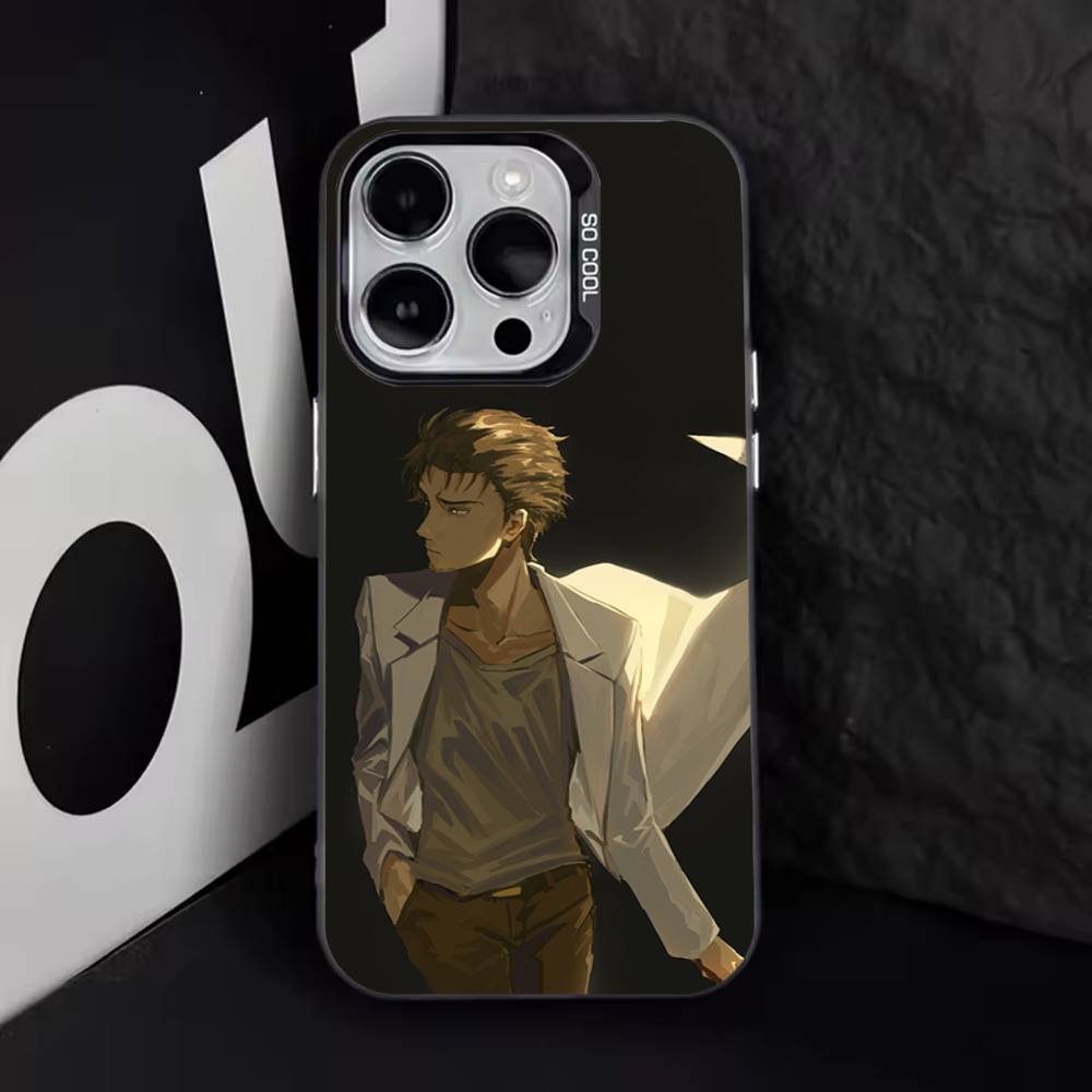 Steins Gate Okabe Anime Phone Case For iPhone 16,15,14,13,12,11,8,7,Pro,Max,Plus,Mini,XS,SE Anti Fall Black Matte Hard