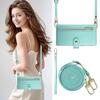 For Samsung S24FE flip phone leather case zipper card samsung protective case long rope crossbody