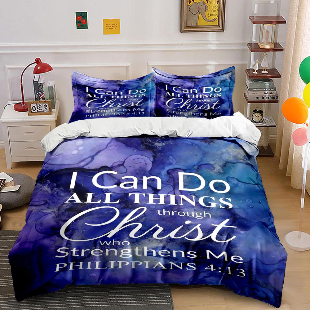 Christian Bible Verse Bedding Set Bedding Duvet Cover Set Duvet Cover Pillowcases (1 * Duvet Cover 2 * Pillowcases, without duvet insert)