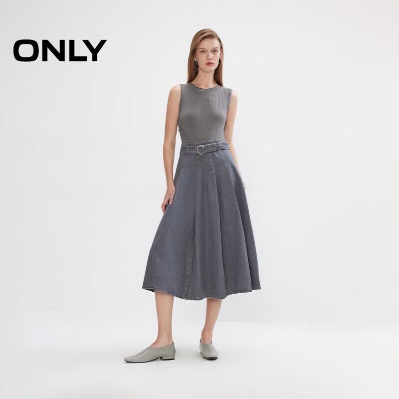 ONLY 2025 Autumn Sleeveless A-line Knit Denim Patchwork Dress L