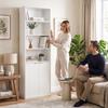 Bookshelf, 6-Tier, 60 x 24 x 182 cm, 4 Open Compartments, 2 Doors, White