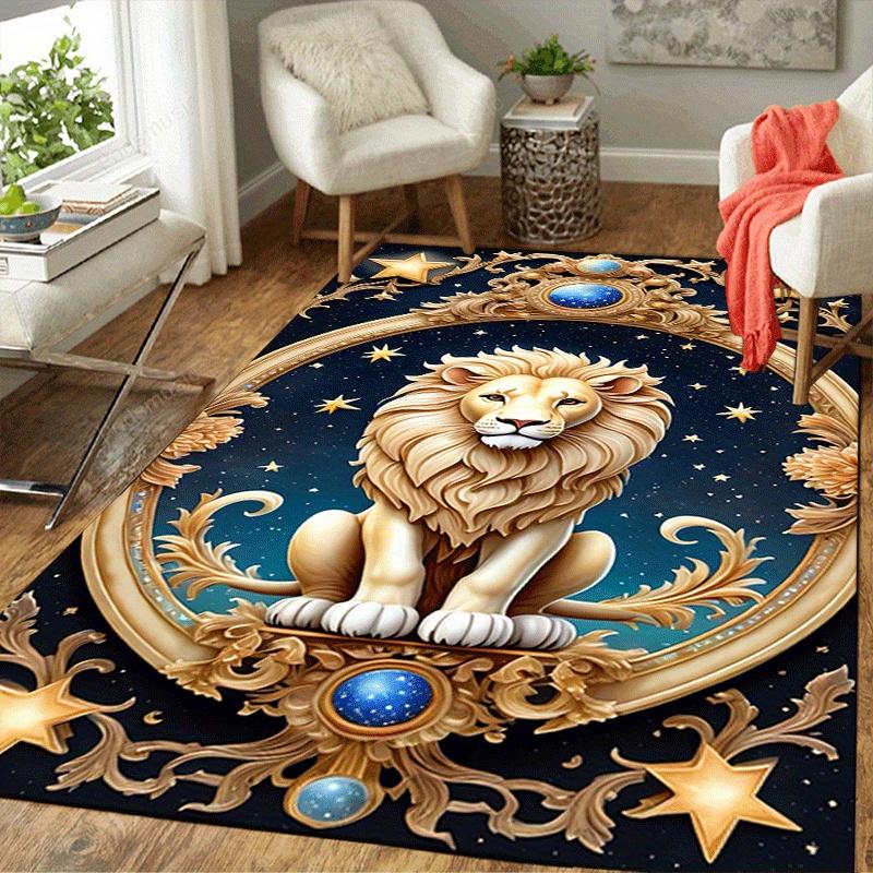 1pc Lion under the stars Print, Design Indoor Area Rug, Soft, Anti-Slip, and Durable Gaming Room Decor for Bedroom, Living Room, and Exercis