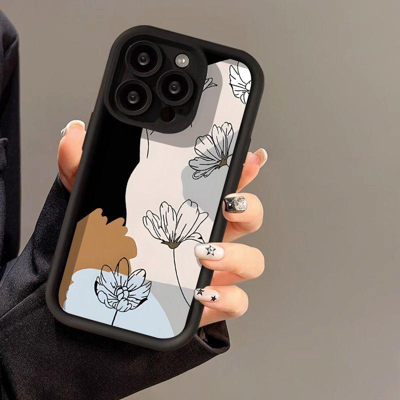 Art Style Flower for iPhone17ProMax Mobile Phone Case 16 Apple 17 Matte 14/15 Premium 13