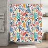 Vibrant Waterproof Bathroom Shower Curtain Fabric Decorative Print Watercolor Geometric Pattern Multicolor (Large)