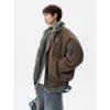 Men Winter Fleece Lined Thick Cotton Jacket Retro Cross Warm Stand Collar Coat