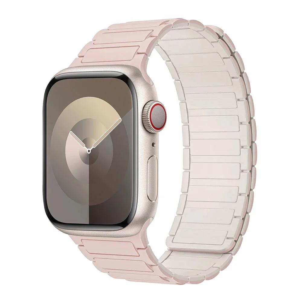 Magnetic Sports Band for Apple Watch Ultra 2 49mm 46mm 45mm 44mm 42mm 38 40 41mm Silicone Strap for IWatch Series 10 9 8 7 6 5 4
