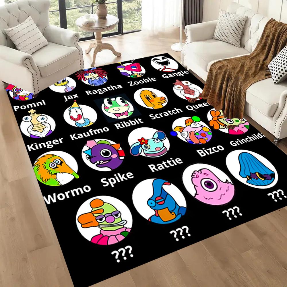 Digital Circus Floor Rug Office Rug Design for Playrooms Game Room Balcony Foyer Anti-slip Rug Decorate Offices Perfect Gift for Friends & Family