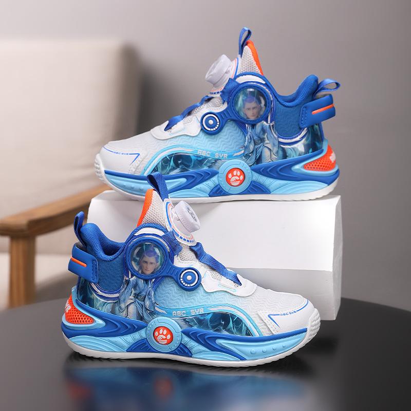 Nezha basketball shoes 2025 autumn new boys' shoes mesh breathable children's lightweight soft-soled non-slip sports shoes