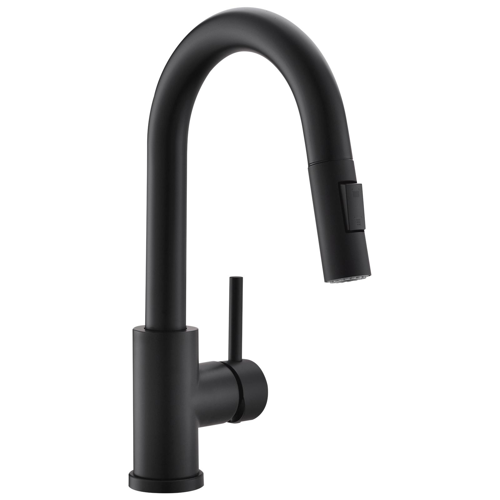 Modern Single Handle Pull Stainless Steel Kitchen Sink Faucet Matte Black Sprayer Classic Style Hot Cold Water Single Hole (Black,Stainless Steel) чёрный