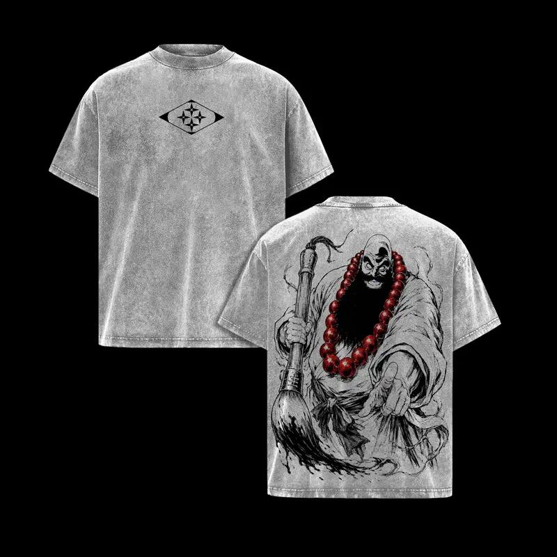 BLEACH Ichibe Hyosube Harajuku Retro T Shirt Men Clothing Anime Printed Vintage Washed Streetwear Oversized Pure Cotton T-shirt