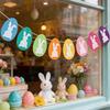 Cute Rabbit Banner Easter Felt Bunny Eggs Garland Wall Hanging Bunting Flag 2026 Spring Easter Party Home Decoration Supplies