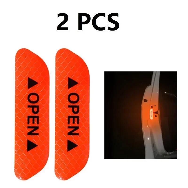 2PCS Car Door Reflective Sticker Safety Opening Warning Reflective Tape Car Accessories Interior Exterior Reflector