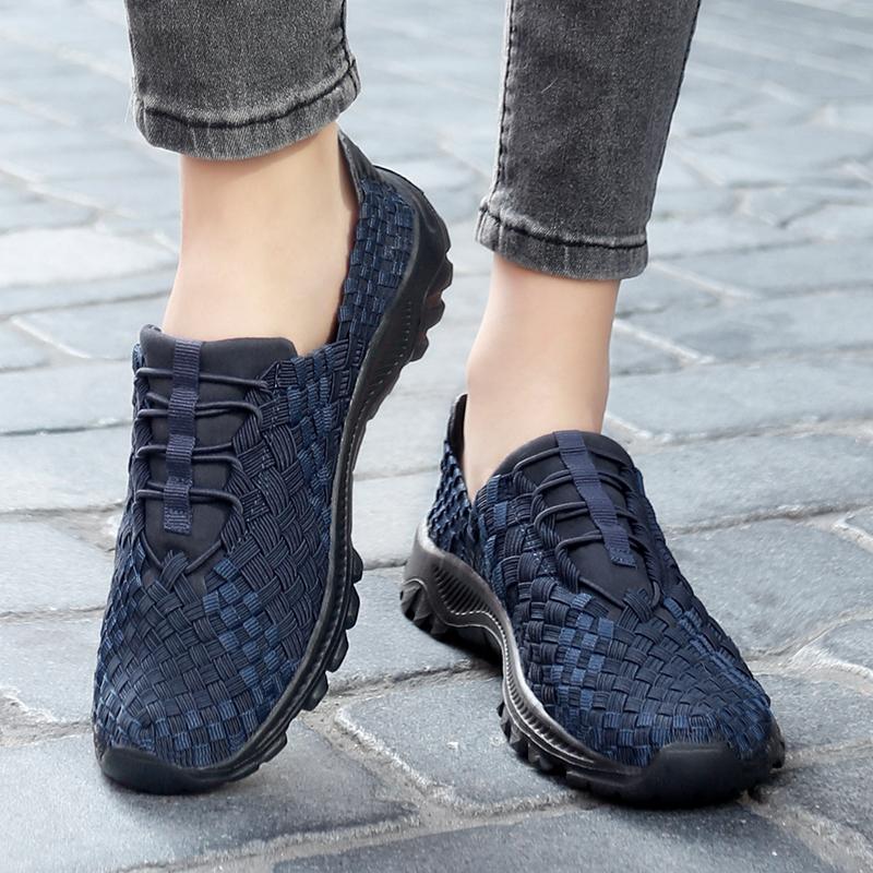 Summer Black Handmade Braid Beach Shoes Women Slip on Plus Size Casual Espadrilles Breathable Sneakers