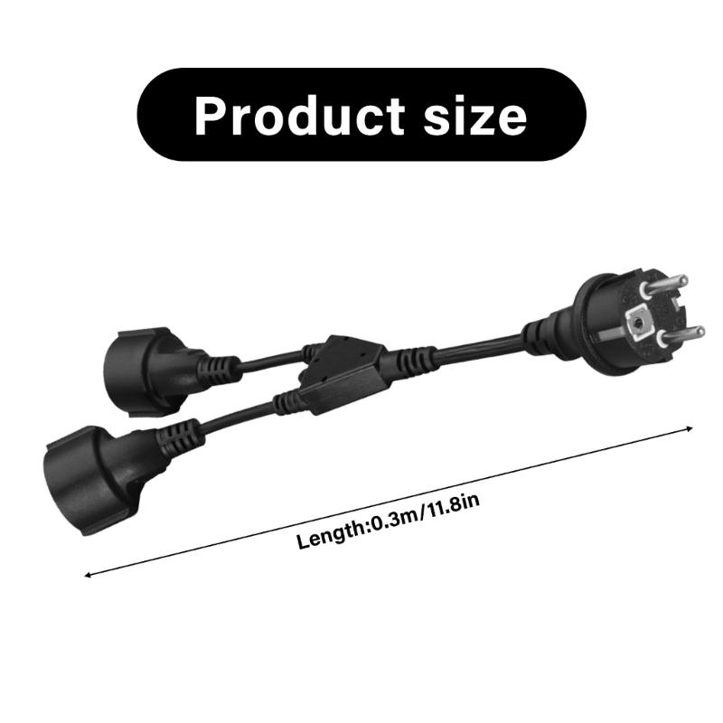 16A European Standard 4.8MM Male to Female Power Splitter Cable 30CM With PVC Insulation Cord High Strength