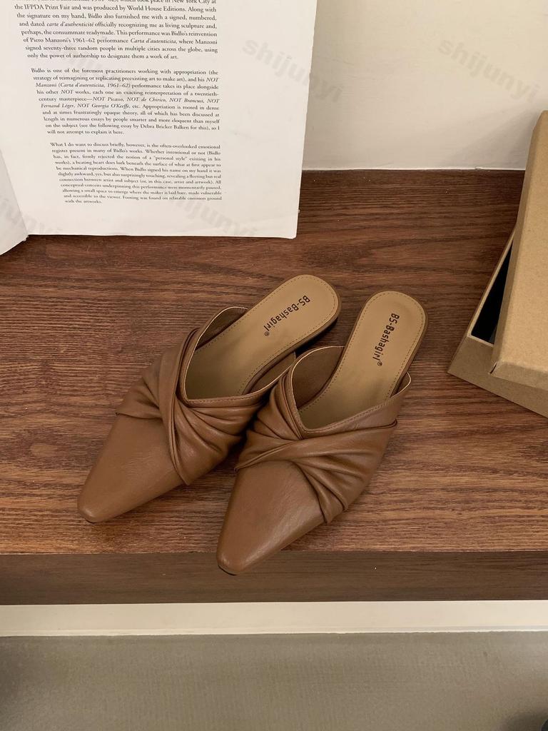 Fashion Elegant Casual Half Slippers Women's 2025 Summer New Pointed Head Comfortable Slip On Sandals Fashion Bow Design Cool Flat Pumps