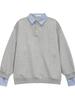 Men's Color-Block Polo Sweatshirt: Fake Two-Piece, Loose Fit, Long Sleeve, Lapel Design, Spring/Autumn Casual Versatile Top.