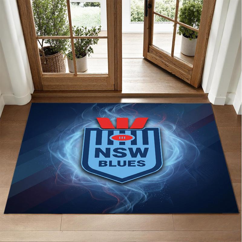 NSW Blues Design Crystal Velvet Rug Soft Decorative Mat for Bedroom Entrance