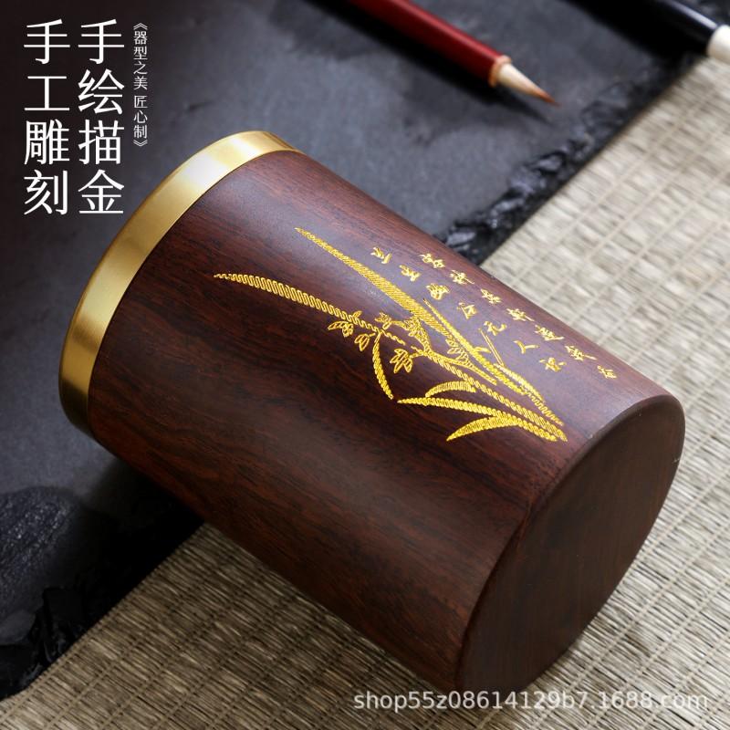 Wooden Brush Holder Calligraphy Desk Organizer Tea Ceremony Six Tools Set Office Decor