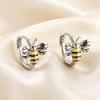 Yan Bai Retro Bronze Zircon Enamel Bee Earrings: Charming Yellow & White Insect Studs for Women
