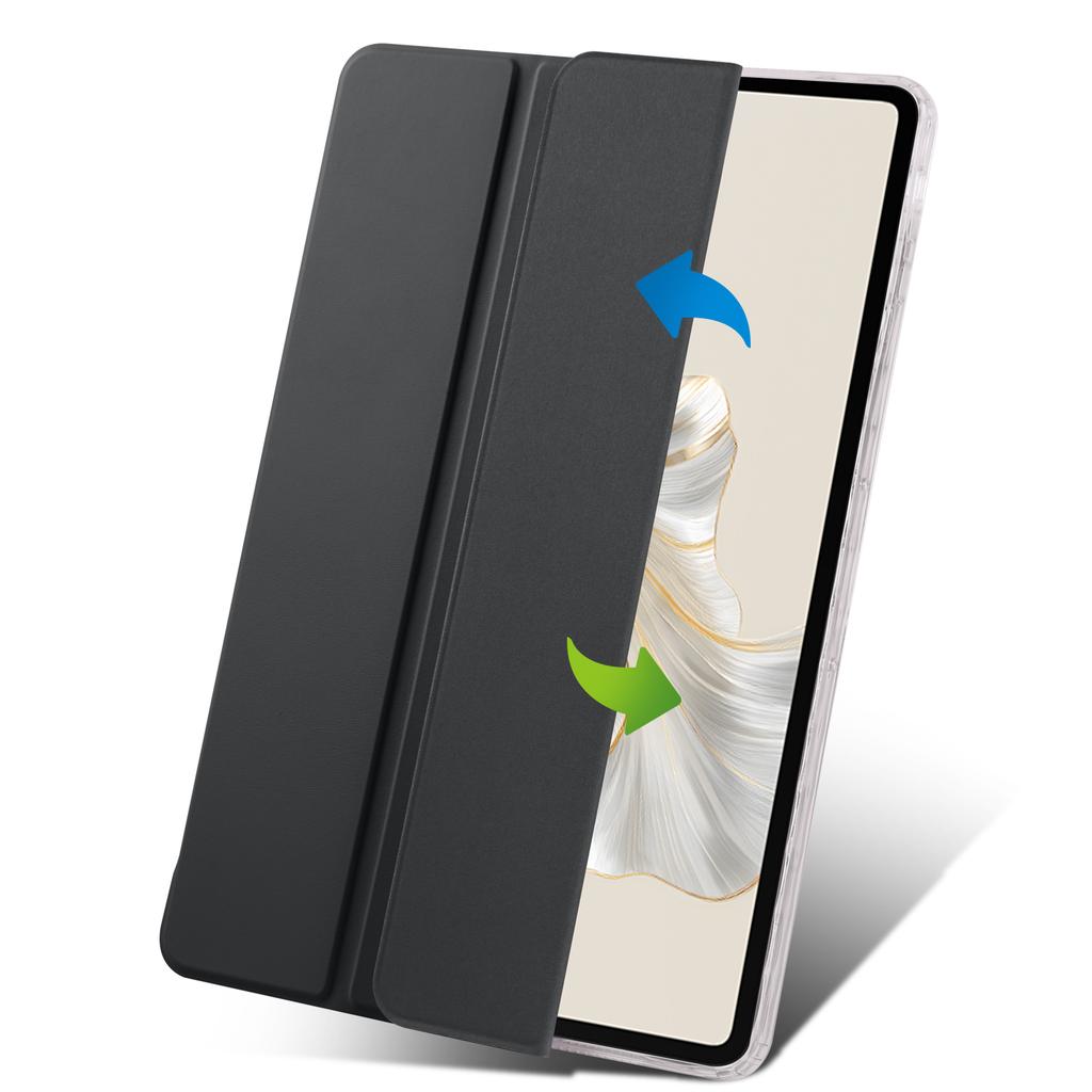 For Honor Pad 9 Case Tri-Fold Stand Leather+TPU+Acrylic Clear Back Tablet Cover