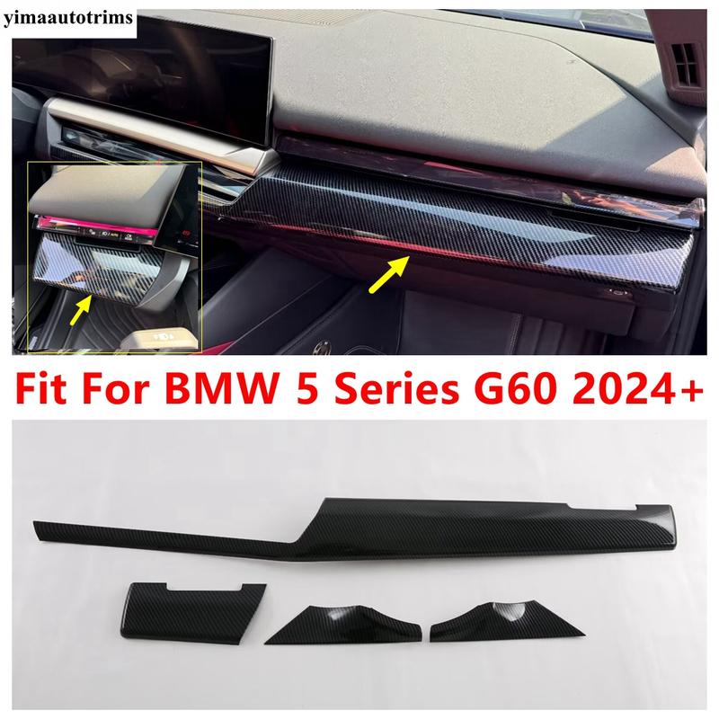 Car Central Control trument Panel Decoration Cover Trim For BMW 5 Series G60 2024 2025 ABS Carbon Fiber Accessories Interior