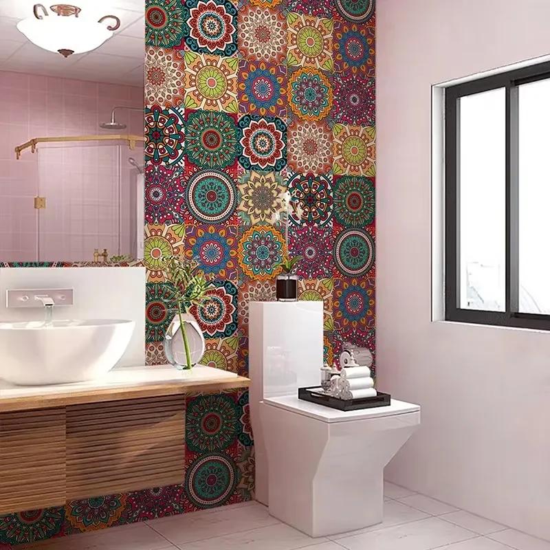 Samolepky na zeď bohémské dlaždice, sloupnout a nalepit, vodotěsné samolepky na zeď obývací pokoj kuchyně ložnice domácí dekorace na zeď