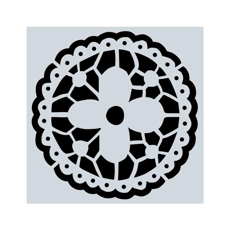 1Pc 15x15cm Beautiful Mandala Pattern Hollow Carving Stenclis Wall Brick Painting Auxiliary Spray Paint Coloring Mold White PET