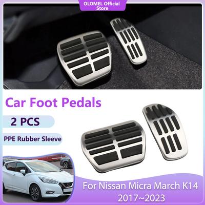Pedały samochodowe do Nissan Micra March K14 2017~2024 2024 Wysokiej jakości Akcelerator Antypoślizgowy Paliwo Hamulec Bez Wiercenia Pokrywy ze Stopu