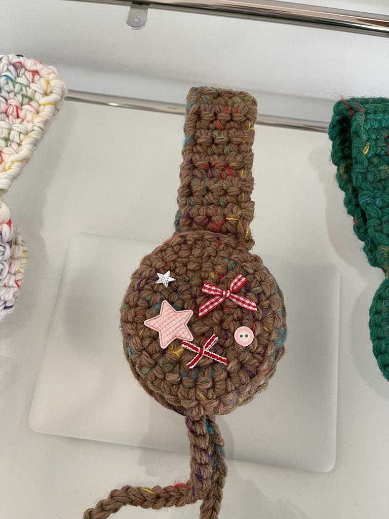 Little star bow handmade hairball strap earmuffs women's autumn and winter warm knitted earmuffs ear warm parent-child