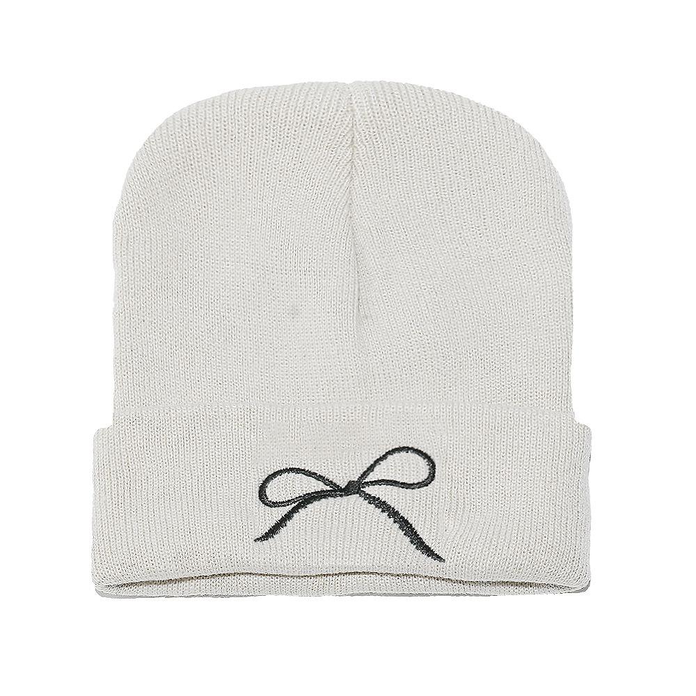 Korean version of outdoor cycling warm cold hat bow knitted hat trendy versatile autumn and winter cold wool hat women 2025