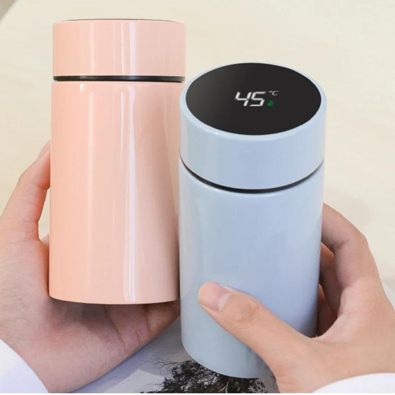 200ML Malá kapesní láhev Přenosná chytrá termoska Láhve na vodu Ukazatel teploty Nerezové vakuové termosky s filtračním pohárkem