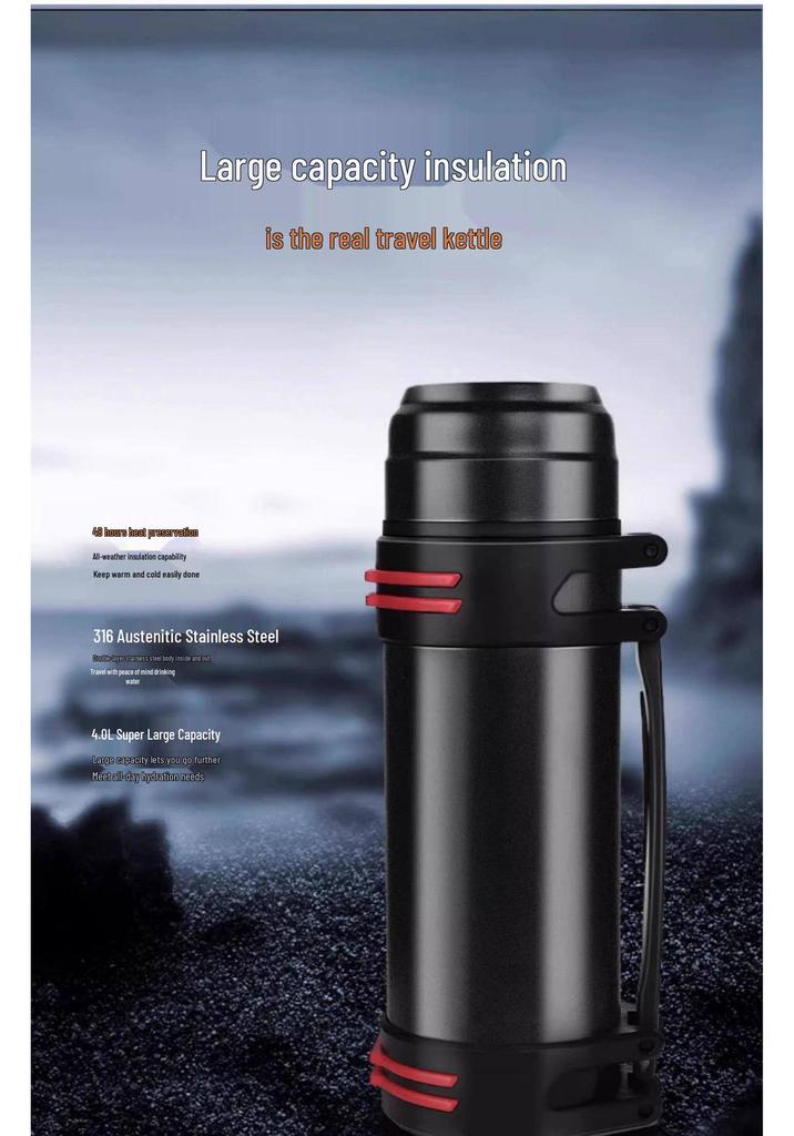 Large 5L Stainless Steel Insulated Thermos for Men - Portable Outdoor Travel Water Bottle