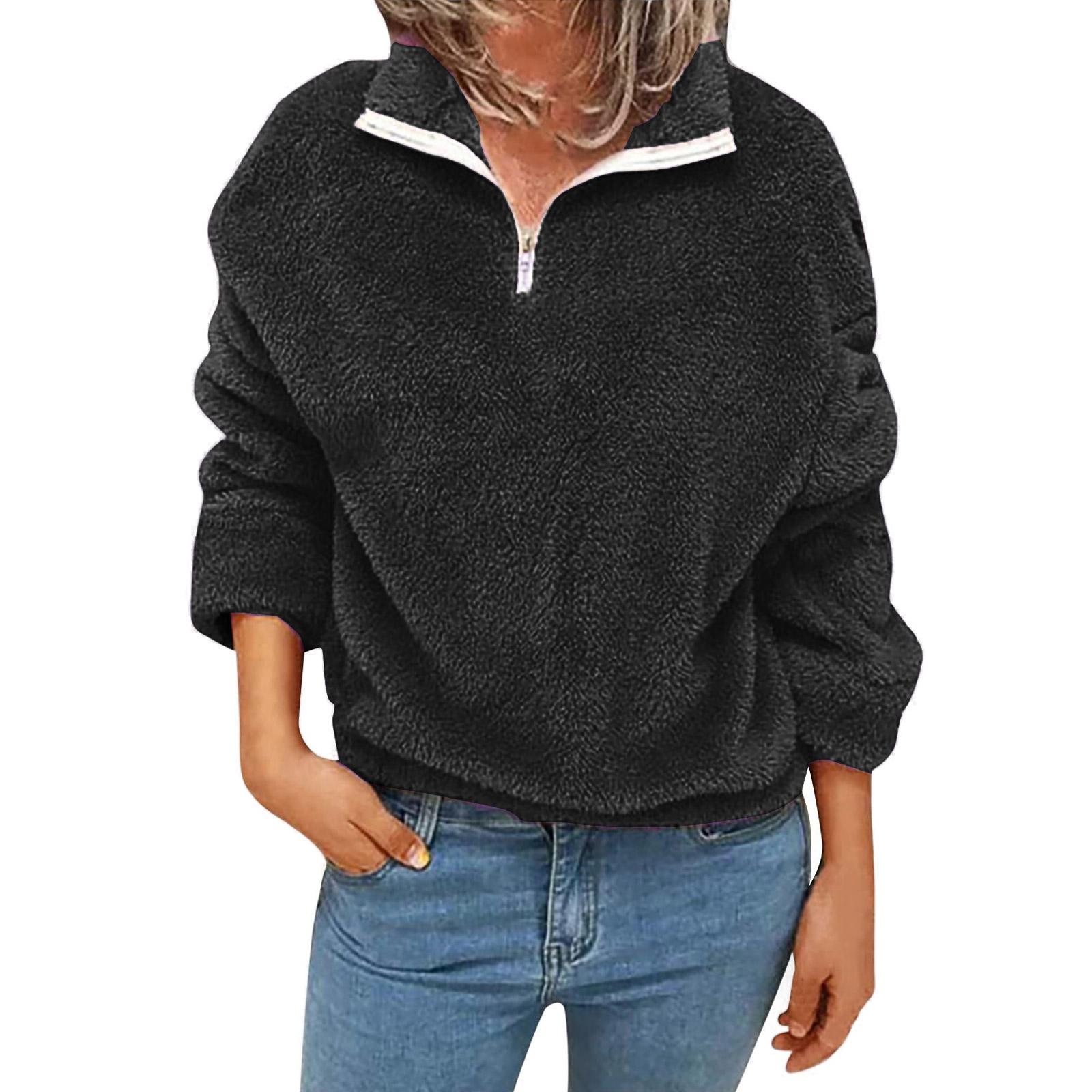 

Модный женский повседневный свободный свитшот плюс бархатный двухсторонний флисовый топ XXL чёрный