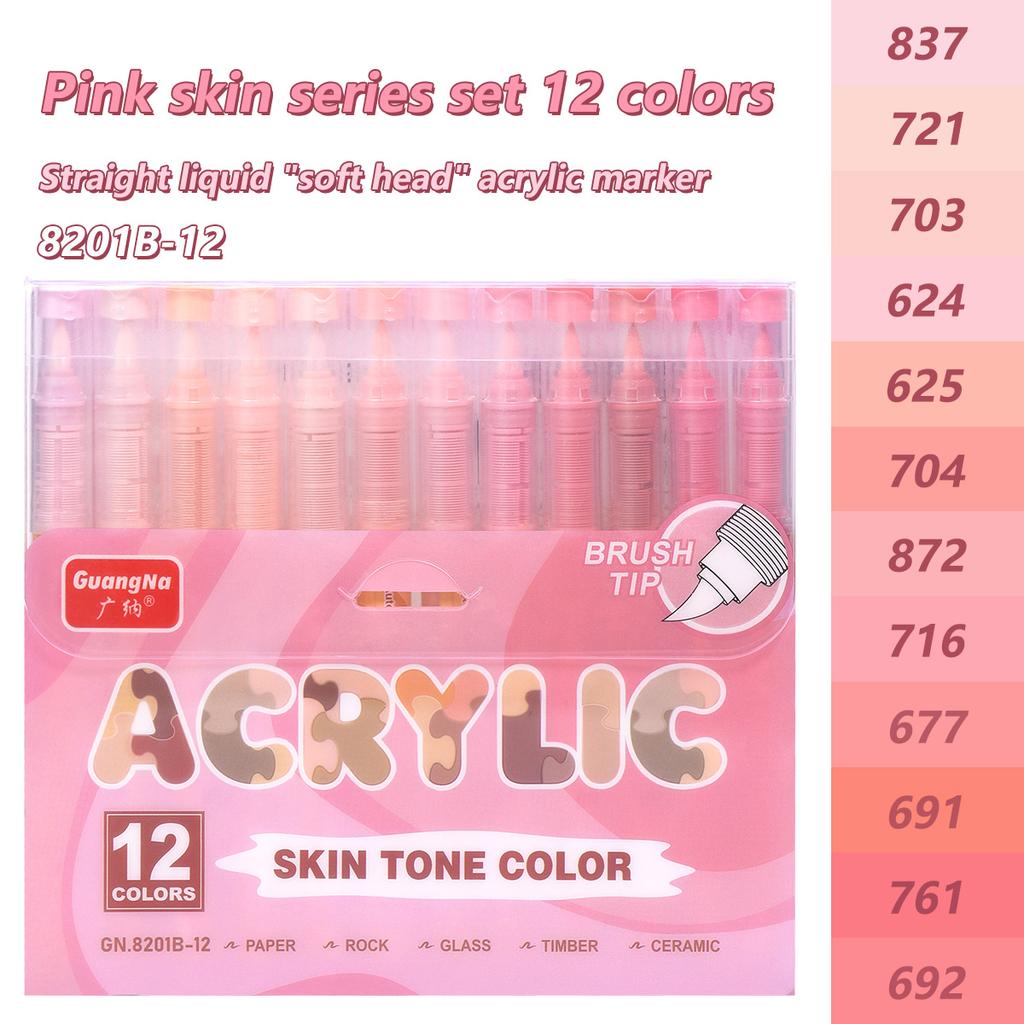 Acrylmarker Pinselspitze 12/24/36/72 Farben Direkte Tinte Wasserfest Flexible Spitze Kunststifte Für Felsmalerei Holz Stoff Ei