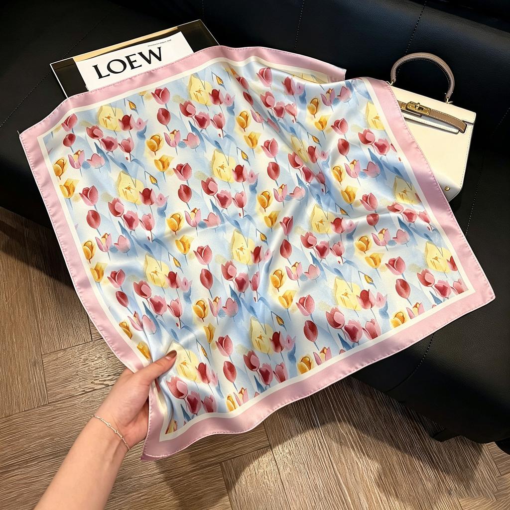 Hong Kong style burgundy printing waist silk scarf belt jeans waist accessories new square scarf fart curtain waist seal